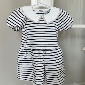 Janie & Jack stripped dress with white lace collar